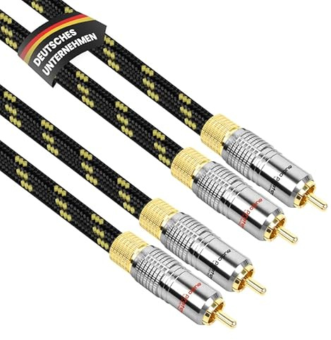 audio pirates by cammica RCA-kabel 2 x RCA-kontakt till 2 x RCA-kontakt, ljudkabel | High-end ljudkabel med guldkontakter (0,5 meter)