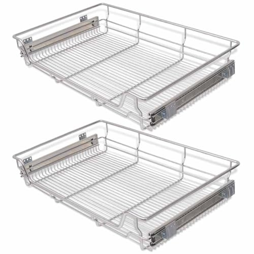 vidaXL Juego de 2 cestas de almacenamiento de metal para cocina, 5 tamaños 31,5