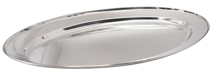 Buckingham Mirror Polish Oval Serving Tray Heavy Gauge Plate Stainless Steel Durable Meat Platter for Restaurant Catering Parties Buffet BBQs (50 Cm)