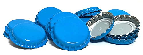 DIAH DO IT AT HOME 100 Pack Blue Crown Caps 26mm - Decorative Beer Bottle Caps for DIY Homebrew, Fruit Cider & Radler - Airtight Sealing Crowns for Standard Glass Bottles (Set of 100)