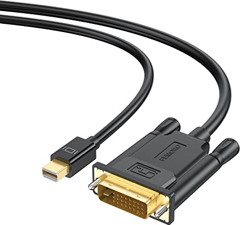 Cable Mini DisplayPort a DVI de 3 pies, FEMORO Mini DP Display Port a DVI Cable Adaptador macho a macho (compatible con Thunderbolt y Thunderbolt 2 Puerto) Negro (1, 3 pies)