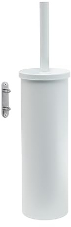 Escobillero de Pared Flip Gedy Blanco Mate, Acero Inoxidable, Fijación con Taladro y Tornillos, Cubo Interior Extraíble para Limpieza, 9,1x10x37,7 cm, Diseño Moderno para Baño