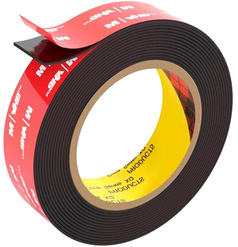 FIXCHORD Double Sided Tape Heavy Duty, Extra Strong Adhesive Tape, Waterproof Mounting Tape, Double Sided Acrylic Foam Tape for Automotive, LED Strips, Home & Office Decor, Black (15.4FT×0.98IN)