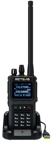 Retevis C1 Funkgerät, Amateurfunk, Robust Walkie Talkie Dualband, 2m/70cm/AM, 250 Kanäle Lärmminderung, VFO/CPS/Chirp, 1800mAh mit Großer Reichweite for Ham Jagd, Reisen, Wandern (Schwarz, 1 Stück)