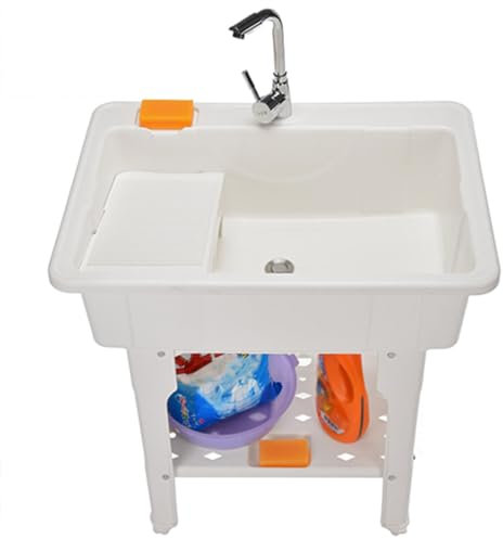 Lavandino per Lavanderia, Lavandino per Lavanderia con Rubinetto, Lavandino per Lavanderia Indipendente, Lavandino in Plastica, Lavandino per Interni ed Esterni per Lavare a Mano i Vestiti