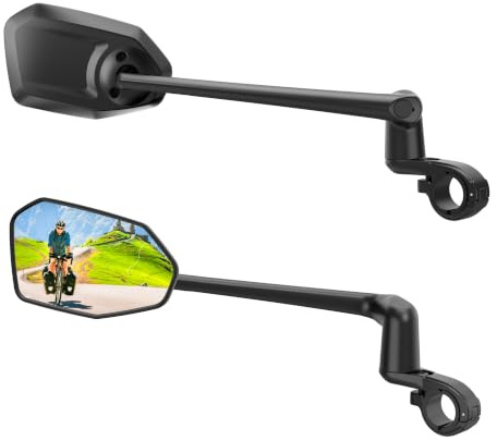 RBRL Bicycle Mirror, Extra Large Bike Mirror, 360° Adjustable Shatterproof and Durable Bar End Rear View Mirror Bicycle, Bicycle Side Mirror for E-Bike(A set)