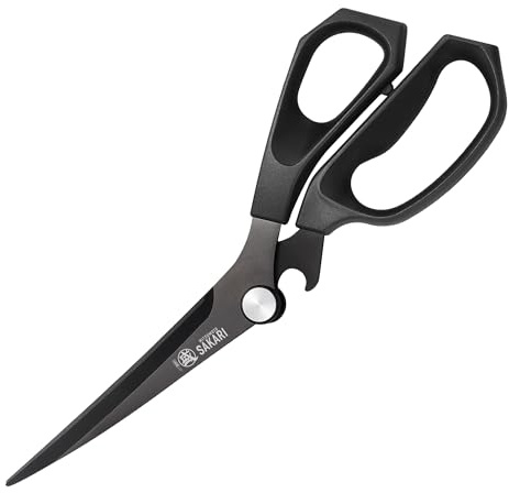 MITSUMOTO SAKARI Japanese Kitchen Shears, Cooking Scissors Titanium Plated for Meat Vegetable Herb