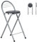 Liink1Ga 1 Stück Barhocker Klappbar mit Lehne, Klapphocker Faltbar Bar Hocker Klappbar Stuhl Barstühle für Indoor Outdoor Küche Bars Bistro Camping/61 cm Sitzhöhe&Leiterrückenlehne/Schwarz&Silber