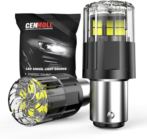 Cenmoll Lampadina LED P21/5W bianca, 3200LM super luminosa 12V-24V 1157 BAY15D 380 P21/5W per luci di retromarcia, freni, indicatori di direzione e luci diurne, confezione da 2
