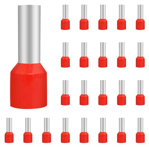 Lot de 200 Cosses à Sertir 10mm², Embouts de Câble en Cuivre Étainé isolé en PVC, pour Connexions en Électricité, Automobile, Industrie et Bricolage, Compatibles avec Pince à Sertir (12-10mm²)