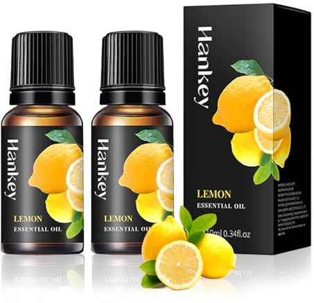 Aceite esencial de limón,Aceites Esenciales de Limón,aceites esenciales | Aceites Esenciales Naturales,Aceite Esencial Eucalipto puros de limón,para Difusor,Aromaterapia,SPA,Masaje,Jabón, 2x10ml
