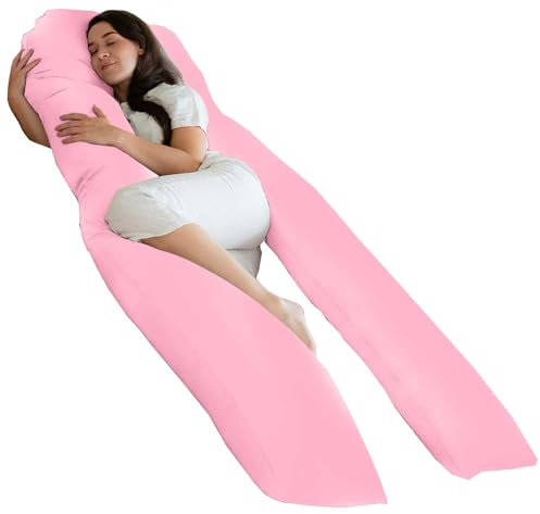 Bedding Home 9ft U Shaped Pregnancy Pillow | Orthopedic Cuddle Cushion Full Body Pillows for Adults with Cover | Side Sleeper Maternity Pillow | 9ft Long Pillows & Lilac/Pink Cover