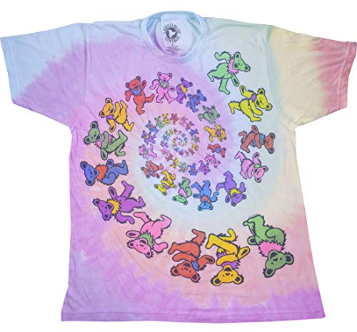 Liquid Blue unisex adult Grateful Dead Vintage Spiral Bears Tie Dye T-shirt T Shirt, Tie Dye, Medium US