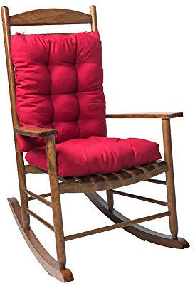 SEAHOME Rocking Chair Cushion Pad, 2 Piece Indoor/Outdoor Rocking Chair Cushions Set Non-Slip Overstuffed Patio Chair Cushion (Burgundy)