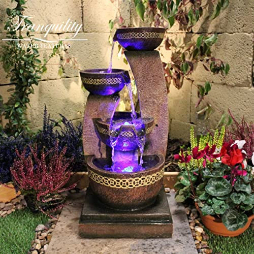 Tranquility Kanthoros Solar Powered Water Feature,Waterfall, Water Fountain, Garden Decoration, Garden Feature