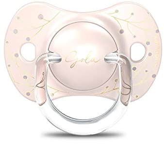 Suavinex Schnuller Gold Edition, für Babys 0-6 Monate, flacher und symmetrischer Schnuller aus Silikon SX Pro, Rosa