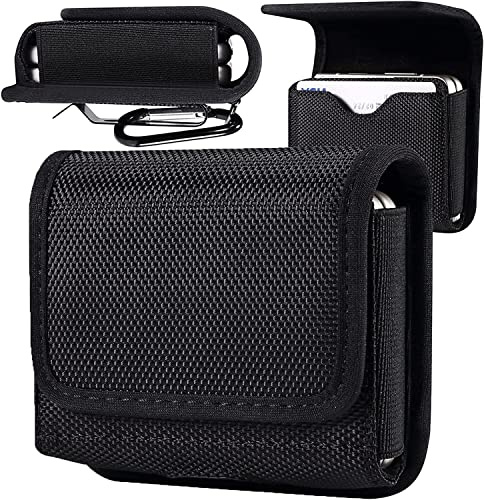 Miimall Étui de Téléphone pour Samsung Galaxy Z Flip 5/4/3, Motorola RAZR, Huawei P50 Pocket - en Nylon avec Clip de Ceinture, Résistant à l'Usure - Noir