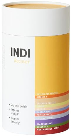 INDI Recover Pea & Chickpea Vegan Protein Powder | Plant Protein Supplement inc. Antioxidants, Electrolytes & Montmorency Cherry for Muscle Repair | Berry Flavour | 14 Servings | Made in UK