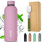 KxTEN Gummiisolierte Edelstahl Trinkflasche 500ml mit Flaschenbürste | auslaufsichere Thermosflasche | Sportflasche | Kohlensäure geeignet | isolierte Wasserflasche für Sport, Büro & Freizeit (Rose)