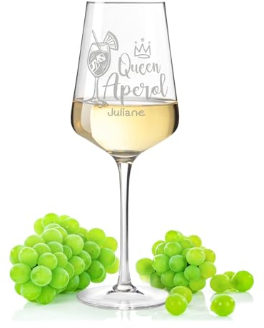 GRAVURZEILE Leonardo Aperol Glas mit Gravur - Queen Aperol - Personalisiert mit Namen - Geschenkidee für Aperol Spritz & Cocktail Liebhaber - Weinglas für Sangria & Lillet - Farbe: Puccini
