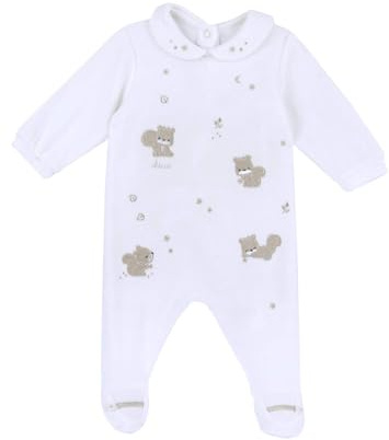 Chicco Tutina Con Apertura Patello, In Ciniglia, Pigiama Bimba 0-24, Bianco, 3 mesi