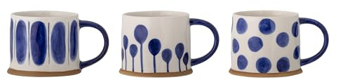 Bloomingville CREATIVE COLLECTION Linora bägare, kopp, blå, stengods, T11 x H8,5 cm, set om 3, 450 ml