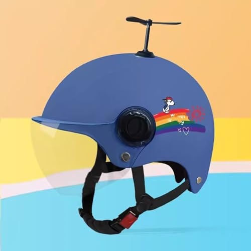 QJWMatic Petit Casque de Moto pour Enfants, Demi-Casque 3/4 Jet Electric Street avec visière, Casque Ouvert pour Scooter Vintage, garçons et Filles D,45-55CM