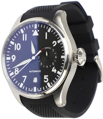 Sight Focus 22mm Curved End Rubber Watch Band for IWC Big Pilot, Chronograph, Pilot's Watches 46MM - Black, 22mm, Waterproof, Comfortable, Sports Style