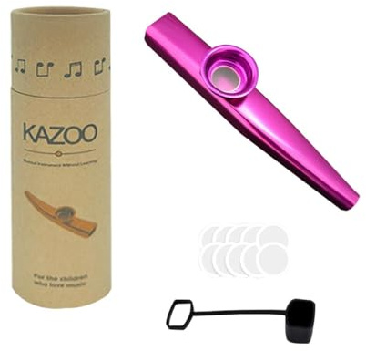 RuiJOTWAT Aluminum Alloy Kazoo with 10 Kazoo Flute Diaphragms，a Beautiful Box and Dust hood for Musical Instrument Ukulele Guitar Partners，Purple
