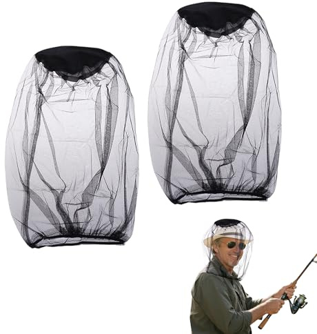 2Pcs Midge Nets for Head Collapsible Midge Net Mosquito Hats With Netting | Lightweight Soft Breathable Not Obstructing The View for Outdoor Hiking Camping Climbing Fishing Walking