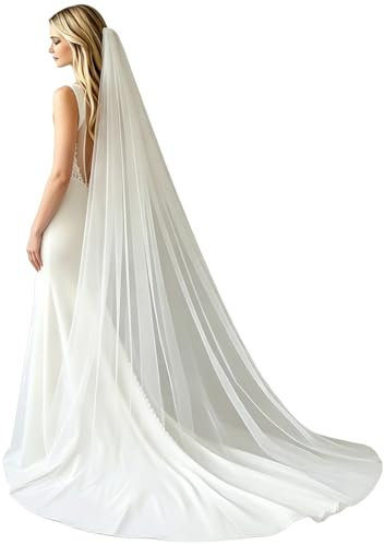 JazRvr Schleier Braut, Brautschleier, 300 cm, Brautschleier Lang, Hair Veil, Eleganter Schleier Für Brautkleider, Perfekt Für Kirche Und Festliche Anlässe