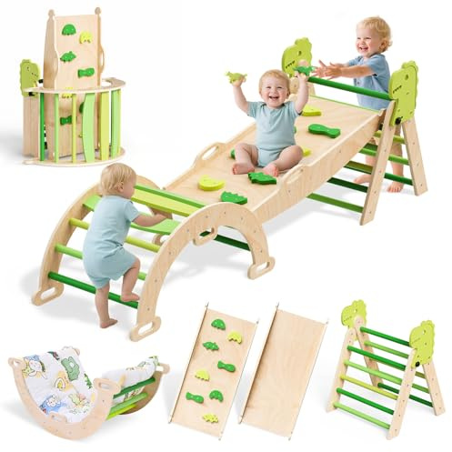 STYPLZ 9-en-1 Triangle Set,Juego de Escalada Montessori con cojín, Juguetes para trepar en Interiores, gimnasios de Juegos para Interiores,Juguetes para Escalar para Parques Infantiles