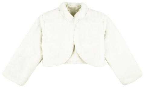 Lifup Chaqueta de Piel Sintética Corta para Niñas Chaquetilla de Bolero Tippet Cálido Invierno Capa Boda Cárdigan Chal con Manga Larga Blanco 6-7 años
