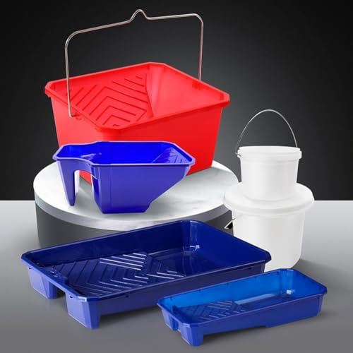Besttoolifes Juego de bandejas ergonómicas de pintura de 3 piezas con paredes altas y rodillo para una fácil pintura, herramienta de mejora del hogar (M(150 kg))