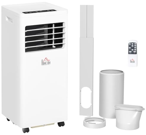 HOMCOM Portable Air Conditioner 9000 BTU, 4-in-1 Cooling, Dehumidifier, Fan, Sleep Mode, Air Conditioning Unit with Digital Display & Remote Control, 24H Timer, Window Venting Kit, for Room up to 28㎡