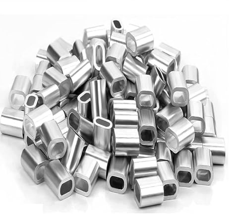 120 Stk Aluminium Pressklemmen Alu Drahtseilklemme,Ovale Presshülsen,Drahtseilklemme 4mm,Aluminiumhülse,Alu Klemme Pressklemmen,Für Seile Draht Seilverbinder Stahlseil Drahtseil Kabel (Silber)