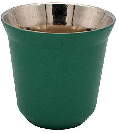 Dianoo Kaffeetasse Espressotassen aus Edelstahl, doppelwandig, wärmeisoliert, grüne Kapsel