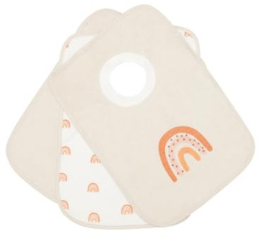 Kindsgard Schlupflätzchen 3er-Pack „happaklat“ – Regenbogen Beige – 75% Bio-Baumwolle – weich, saugfähig & waschbar – ideal für Babys & Kleinkinder – einfach über den Kopf ziehen