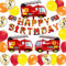 Kindergeburtstag Feuerwehrauto Deko Junge kindergeburtstag deko Feuerwehrmann Geburtstagsfeier Dekoration Folien Luftballon Happy Birthday Banner Geburtstag Deko