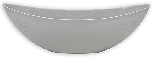 Ovale Pflanzschale für draußen - 1 Stk. große Schiff Deko-Schale in Stein-Optik hell-grau als Blumen-Topf Pflanztopf - 55 cm Jardiniere für Garten Balkon oder Friedhof als Grab-Schmuck