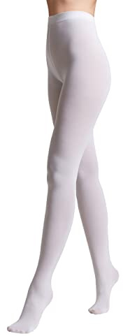 Conte elegant TRIUMF 220 DEN Collants Extra Épais pour Femmes - Structure à Deux Couches en Microfibre - Pointes Renforcés - Collant pour Danser - Lisses et Chauds - Blanc Taille 3
