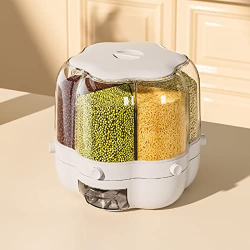 FEAW Distributori di Cereali,Contenitori per Alimenti,Dispenser per Riso Rotante a 360°,Distributore di Riso,Organizzatore da Cucina,per conservare Cereali Riso Fagioli Orzo Miglio
