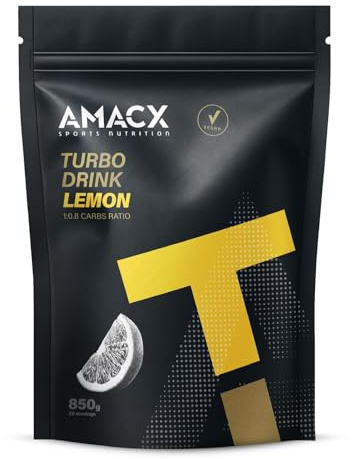 AMACX Turbo Drink Poudre pour Sportifs – 850g – Boisson Isotonique Hydratation – Boisson Energisante avec Électrolytes – Mélange de Glucides avec Electrolyte et Sels Minéraux – Citron