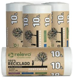 Relevo Sacchi Spazzatura con Laccetti, Profumati 100% riciclati, 10 litri, 60 unità