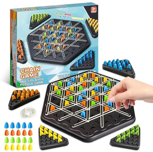 Geometric Chess Game, Board Games Kids, Rubber Band Game,Family Board Games for Kids and Adults,Christmas Toys Interactive Game for 2 to 4 Players