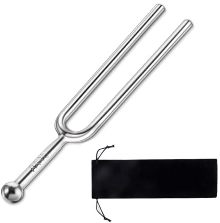 KEQAR 1 Pcs Diapasón A440 Hz de Acero Inoxidable, con Bolsa Negra de Almacenamiento para Afinación de Instrumentos Musicales Estándar, Violín y Guitarras (Negro)