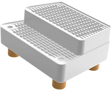 MagiDeal Rampe pour Bac à Litière, Rampe de Litière pour Chat, Double Piège à Litière, Fonction de Filtration, Marchepied Chat, Amovible, Lavable et détachable, pour Petits Chats d'intérieur, Blanc