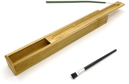 CBRVTY Supporto per bastoncini di incenso, in bambù, per meditazione, yoga, interni ed esterni (3,1 cm, 1 pezzo con scatola)