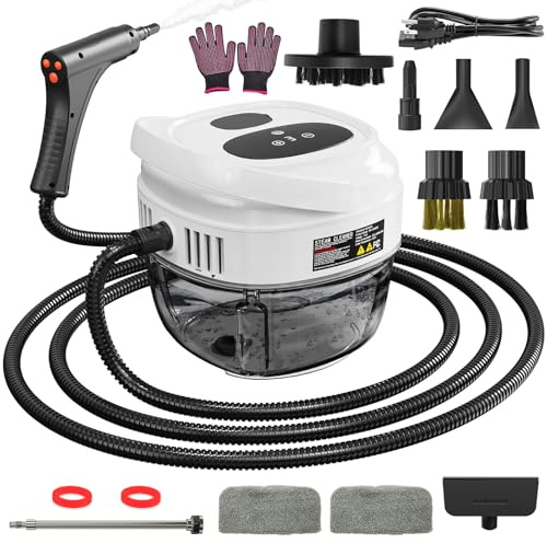 Handheld Steam Cleaner, 2500W High Temperature Pressurized Machine, 1.7L Water Tank, Handle-Controlled Steam Output, Portable Cleaning Steamer for Home, Car, Bed Bugs, Furniture, Grout (White, 1.7L)