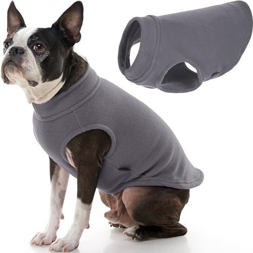 Gooby - Stretch fleece vest, pullover fleece vest jacket sweater for dogs, grey, large length (13 inches)